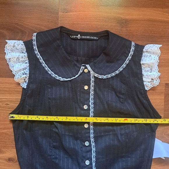 Rare Vintage Lip Service matching set  Maid Goth Lolita Black White costume set - Picture 7 of 16